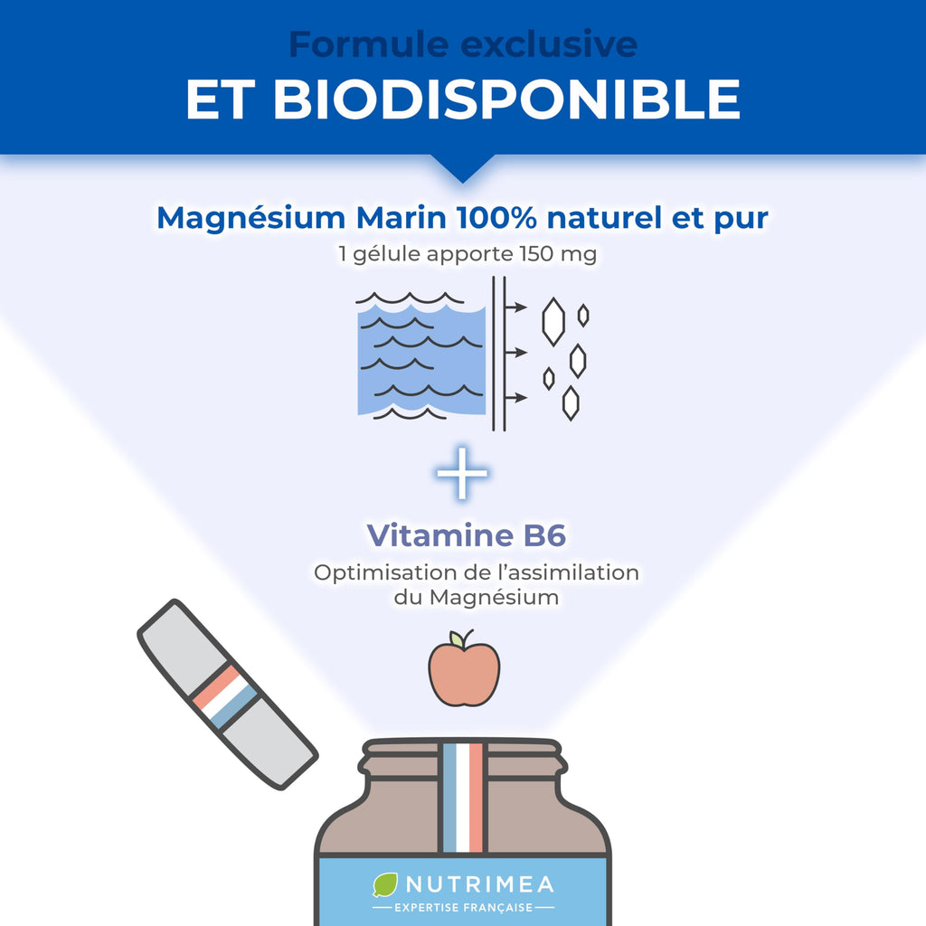 Magnésium Marin et Vitamine B6 – 120 Gélules Nutrimea