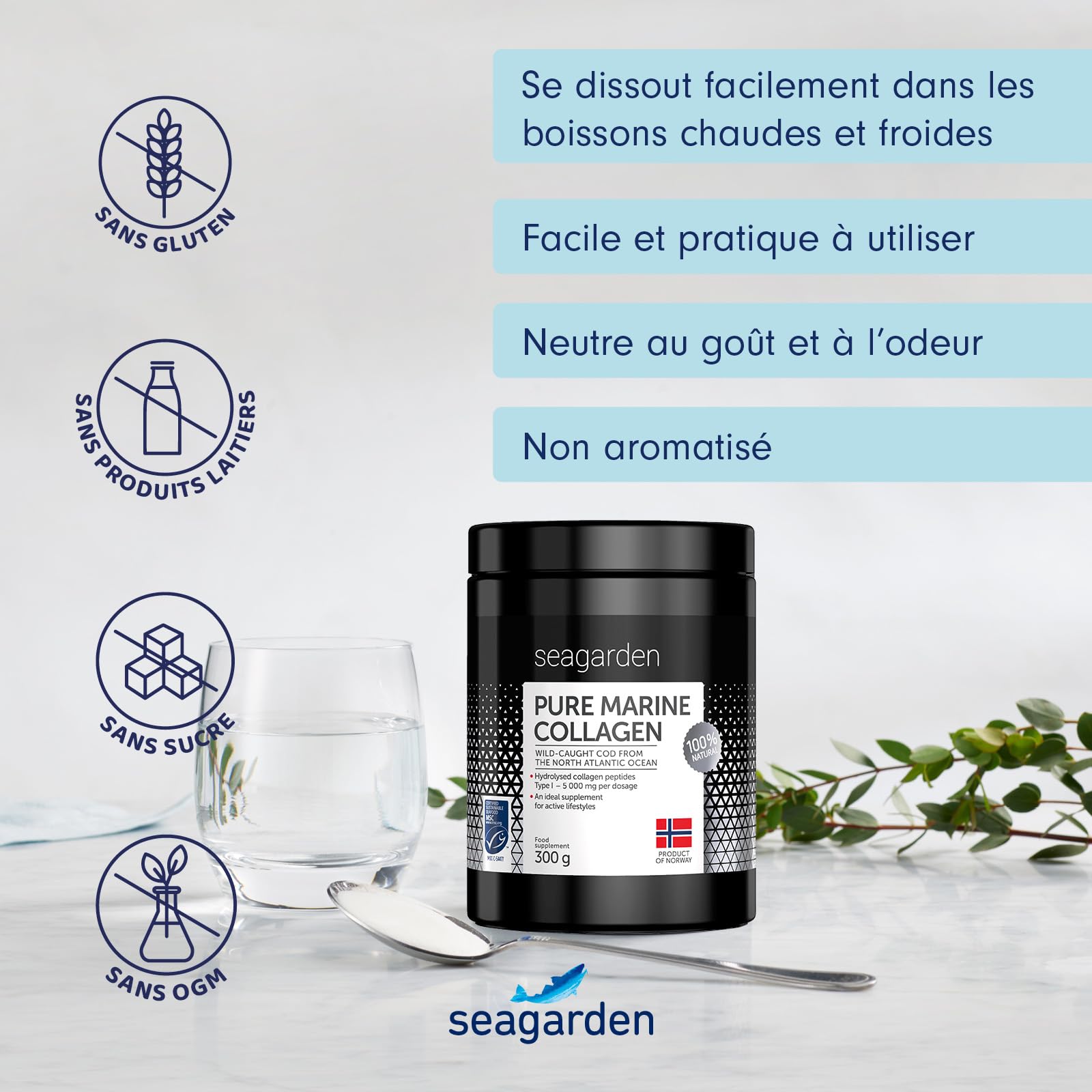 Collagène Marin en Poudre Type I – 300 g Complément Alimentaire