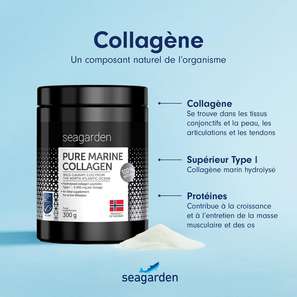 Collagène Marin en Poudre Type I – 300 g Complément Alimentaire