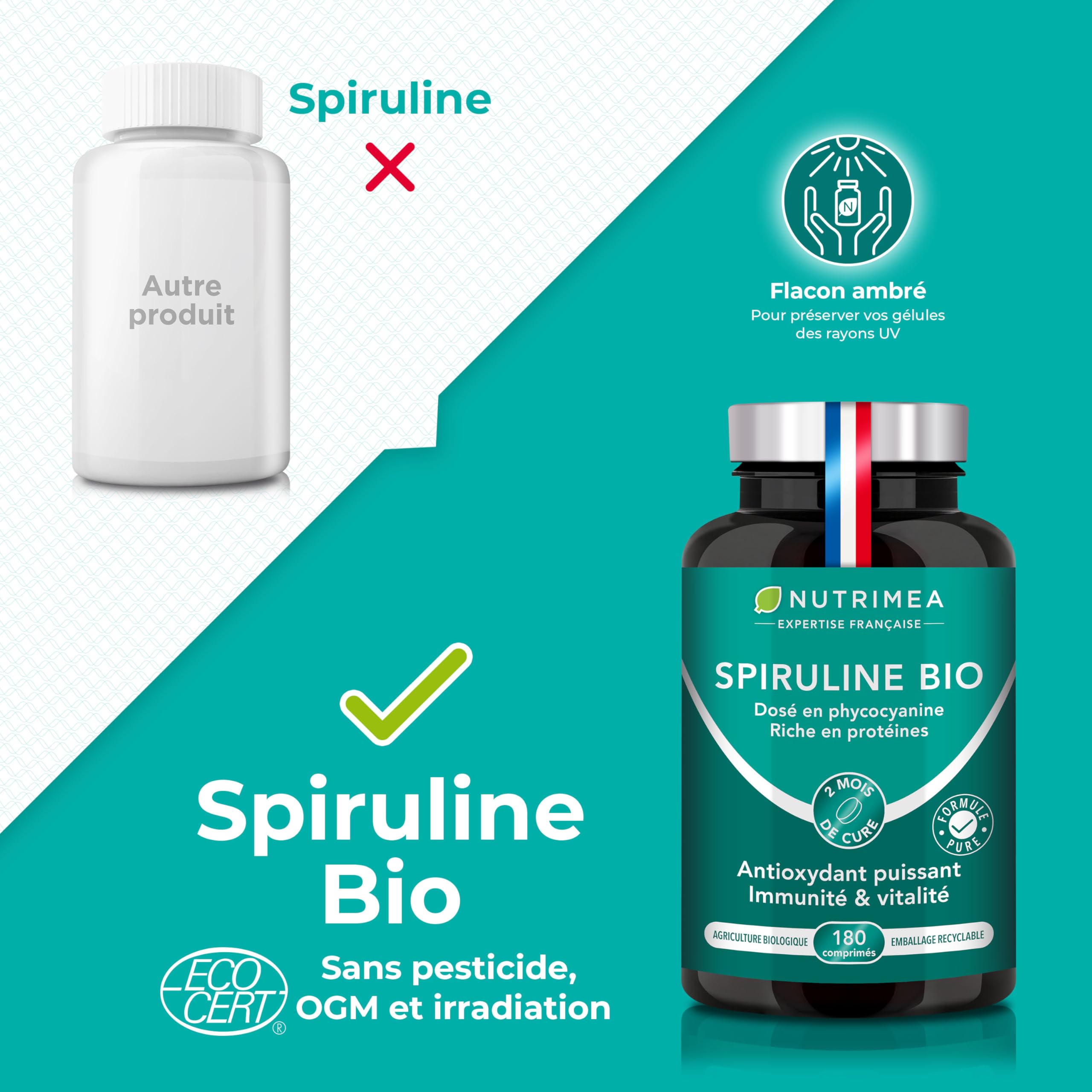 Spiruline Bio 180 Comprimés pour la vitalité quotidienne