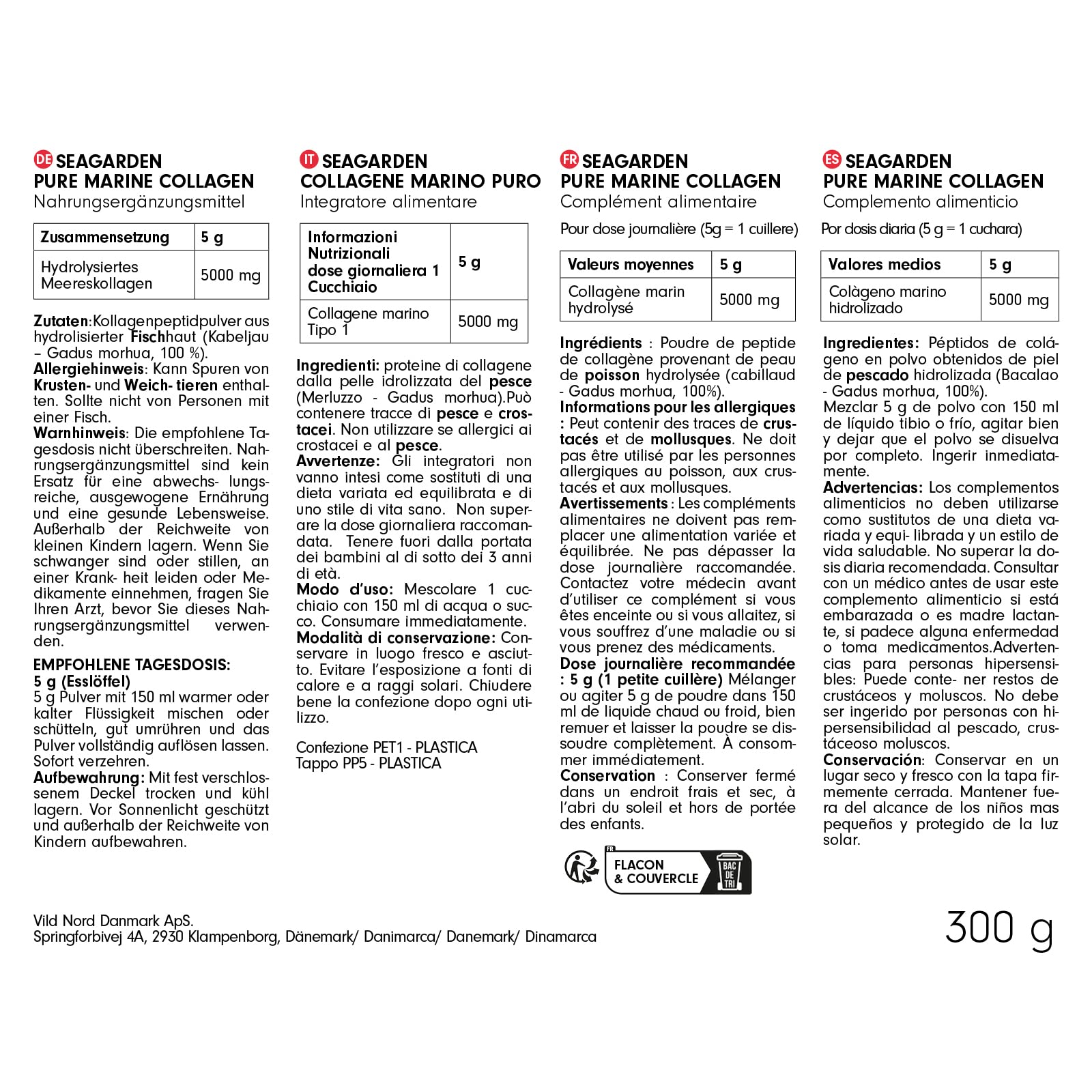Collagène Marin en Poudre Type I – 300 g Complément Alimentaire