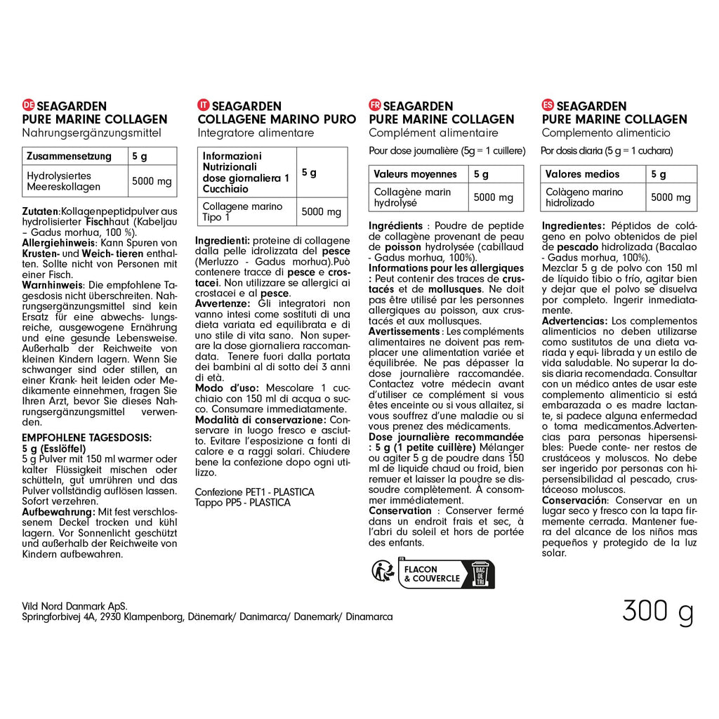 Collagène Marin en Poudre Type I – 300 g Complément Alimentaire