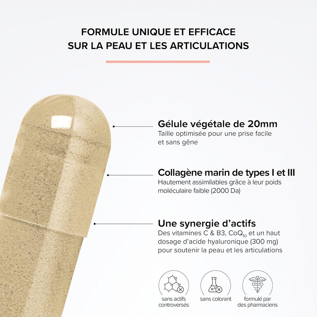 Collagène Marin Acide Hyaluronique – 100 Gélules Vitamine C